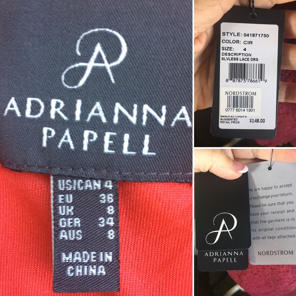 NWT! Adrianna Papell Sleeveless Lace Overlay Cocktail Dress - Picture 5 of 10